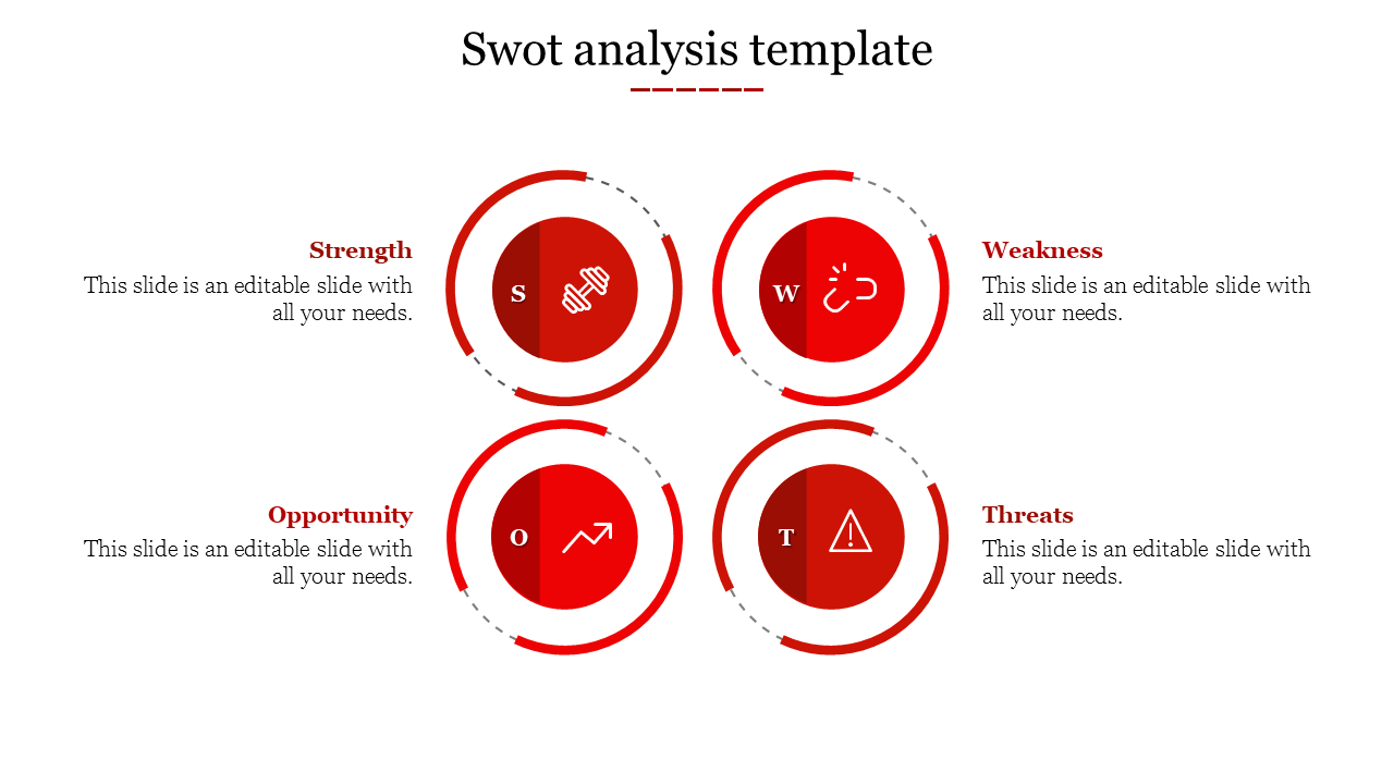 Free - Best SWOT Analysis Template In Red Color Slide Model